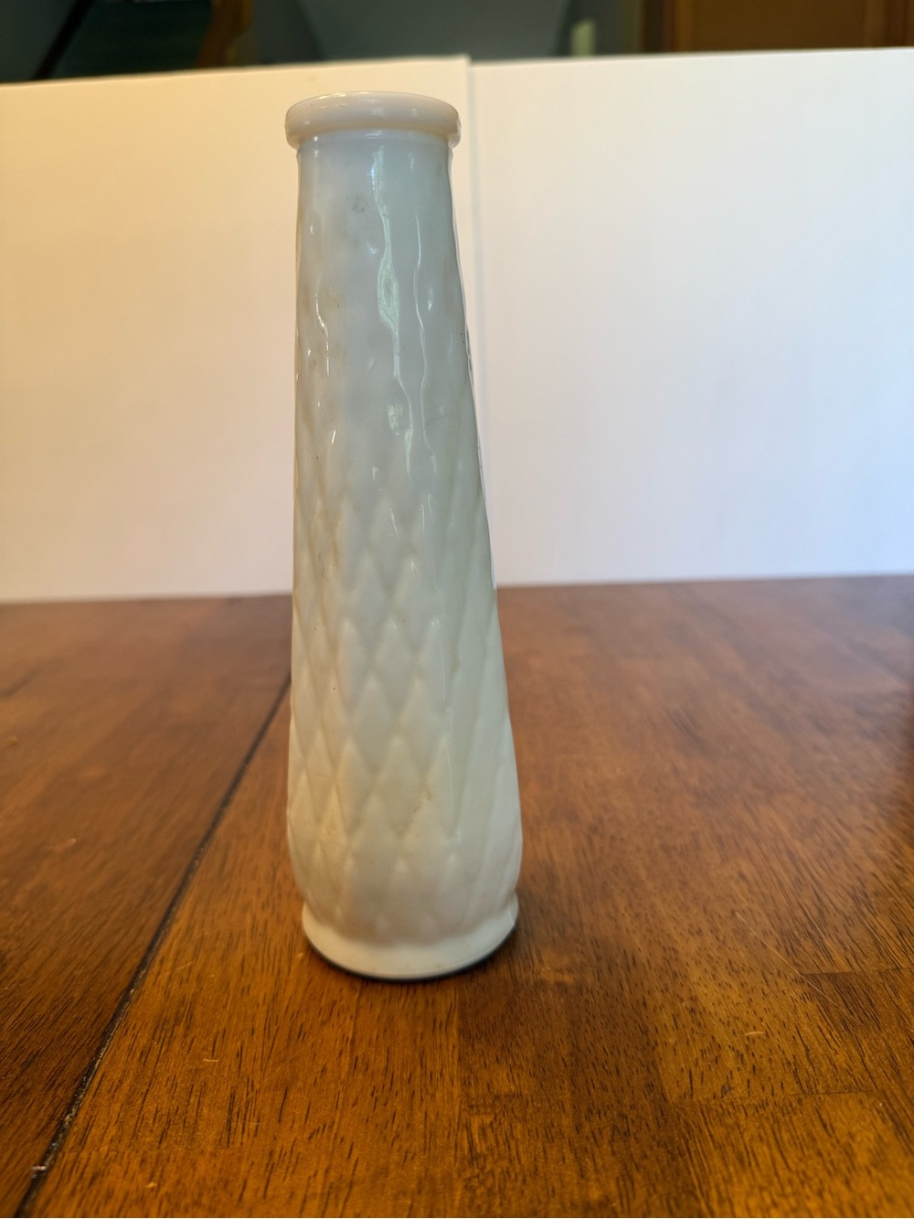 Milk Glass Diamond Pattern Bud Vase